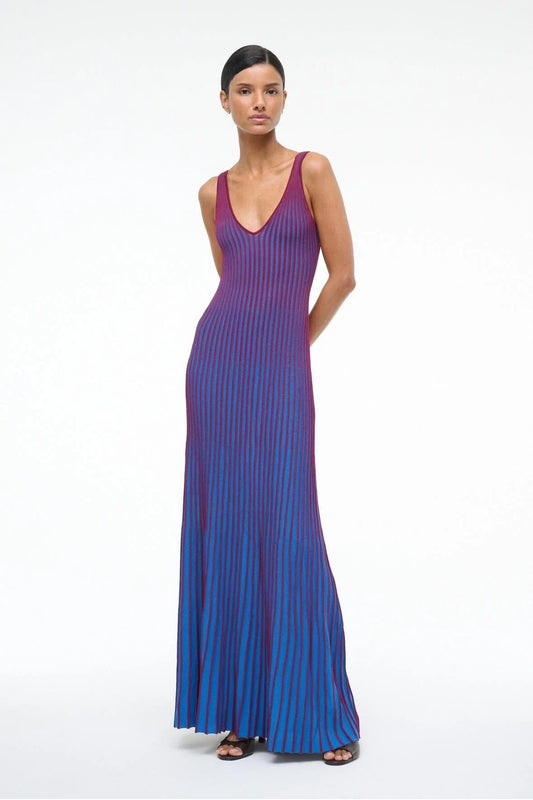 V - Neck Ribbed Knit Maxi Dress
